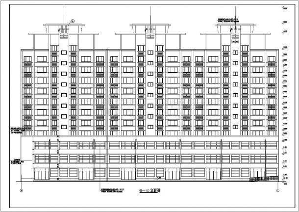 【西安】十一层小高层住宅楼建筑设计施工图-图二