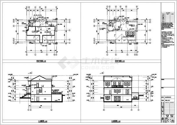 青岛艺墅2层剪力墙结构独栋别墅建筑施工图纸（F户型）-图二