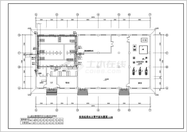 一层锅炉房的浴室给排水设计施工图-图一