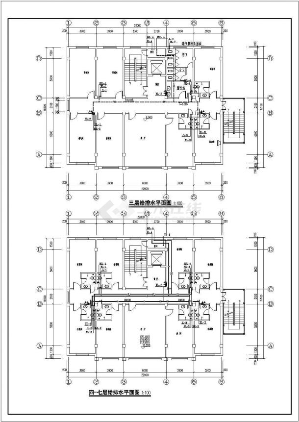 某五星级七层宾馆给排水设计施工图纸-图二