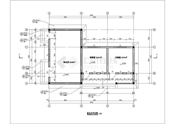 单层砖混结构公园配电房和公厕建筑方案图纸-图二