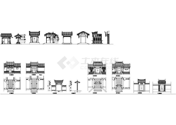 中式古典大门CAD建筑图纸-图一