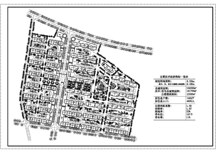 某地居住小区总平面建筑规划设计方案图_图1