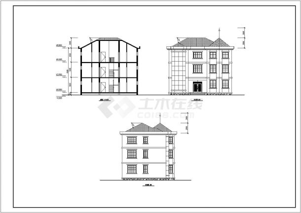 某地三层小旅馆建筑方案设计建筑施工图部分-图二
