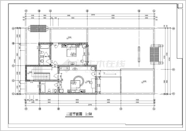 【北方】二层四合院建筑设计图，含效果图-图二