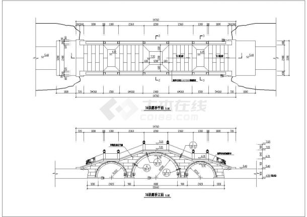 【江苏】古典中式景观拱桥设计施工图-图一