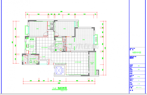 深圳现代三室两厅施工图CAD图纸-图一