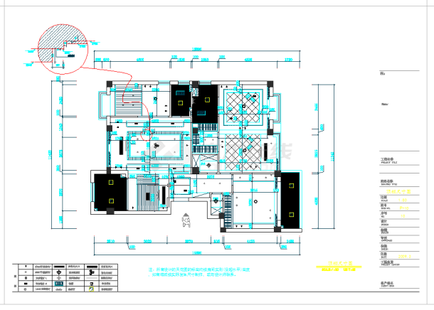 温州现代典雅三室两厅装修图CAD图纸-图二