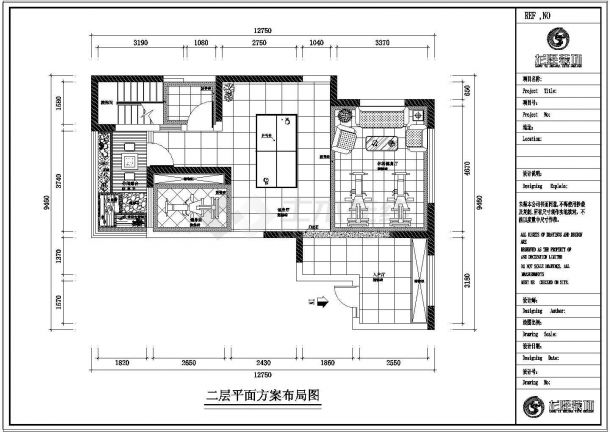 东山国际B区两层别墅样板房室内设计CAD方案图-图一