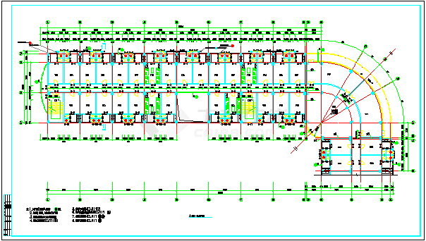 某高校经典的宿舍楼建筑设计cad施工图(带效果图)-图二