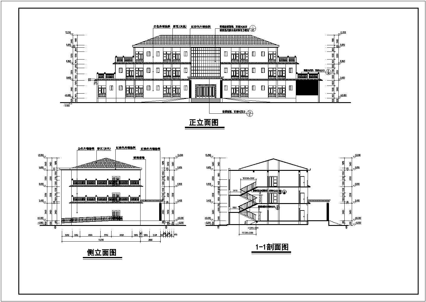 某地三层砖混结构宿舍楼建筑设计方案图