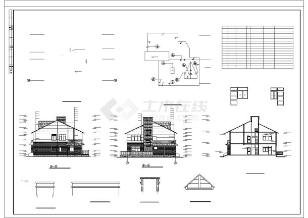 某地多层欧式别墅建筑设计CAD方案图-图二