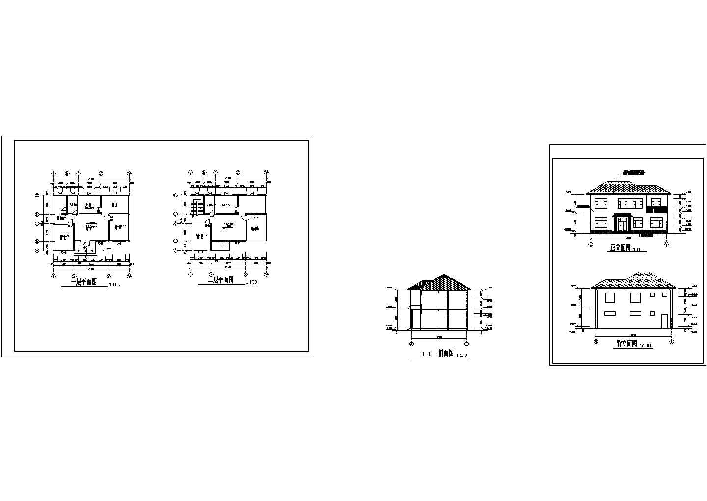 150平方二层独栋别墅建筑施工图，含设计