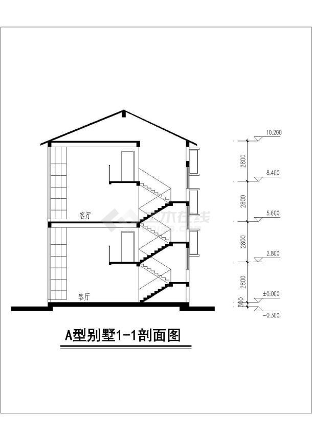 某地多层别墅建筑设计CAD方案图-图一