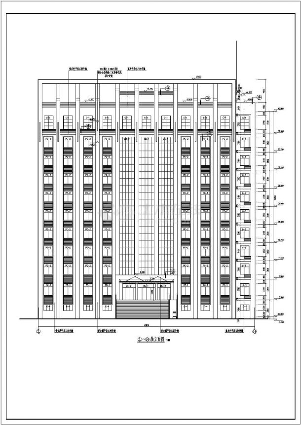 某地十一层框架结构办公楼建筑设计施工图纸-图二