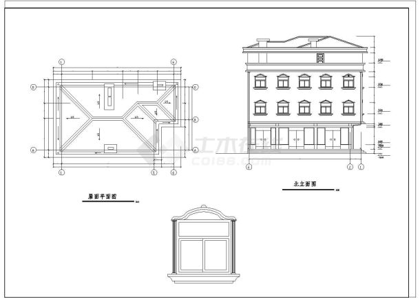 某三层小型商住综合楼建筑+结构施工图-图一