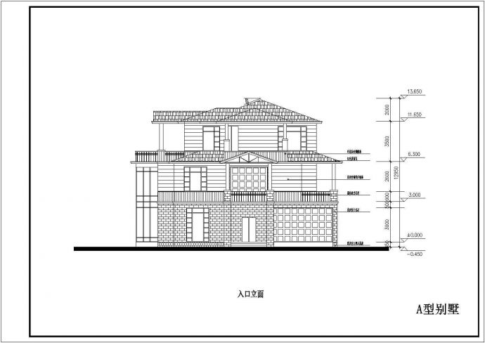 某地三层框架结构简欧别墅建筑设计方案图（12套）_图1