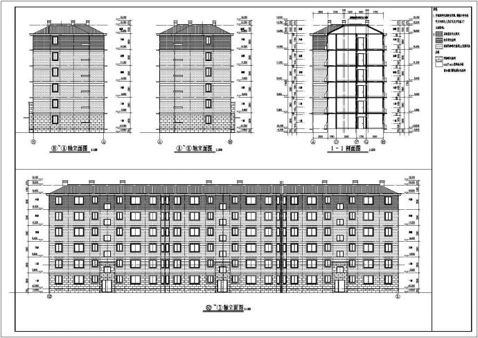 某地六层砖混结构住宅楼建筑设计施工图纸_图1