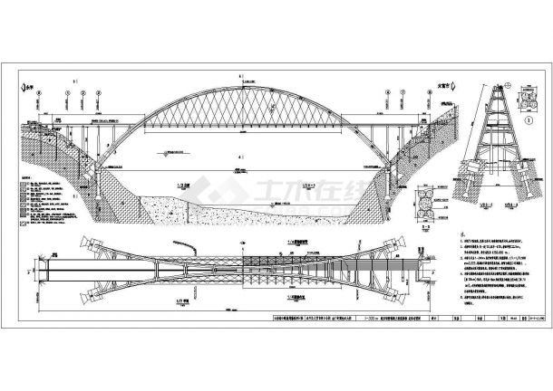 1-300m集束钢管混凝土拱桥集束拱设计图纸-图一