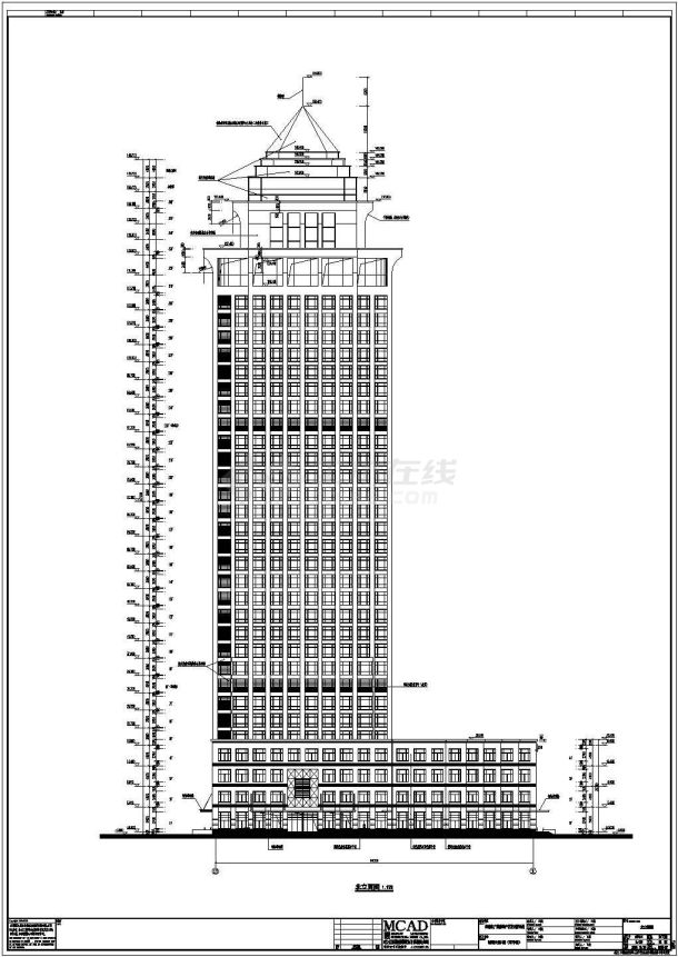 盐城市36层框架剪力墙结构城南大厦办公大楼建筑施工图-图二