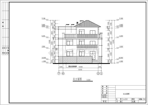 某地三层砖混结构农村住宅建筑施工图-图二