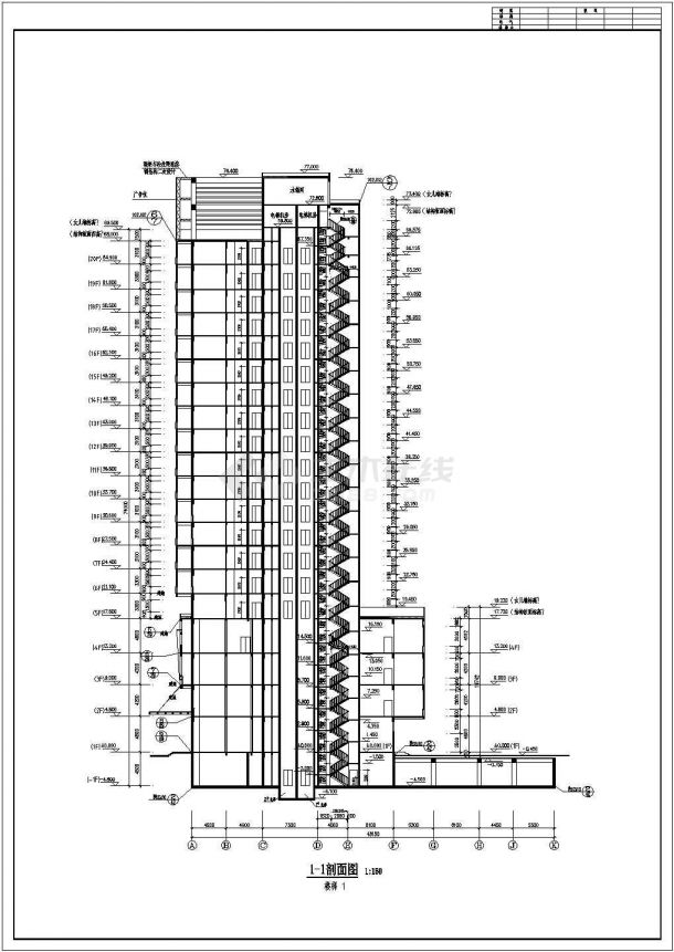 某地20层框剪结构商住楼建筑设计施工图-图二