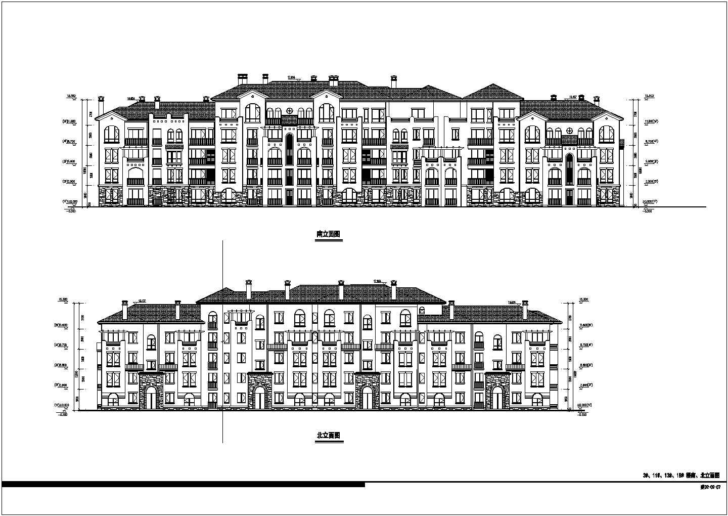 某5层转角欧式住宅建筑方案设计图纸