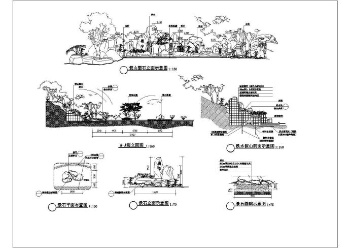 某地区园林景观中常见假山设计图纸_图1