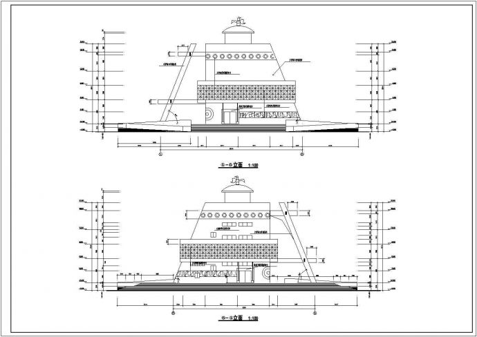 某地3层框架结构博物馆建筑设计方案图_图1