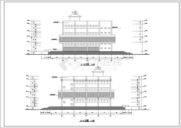 某地3层框架结构博物馆建筑设计方案图-图二
