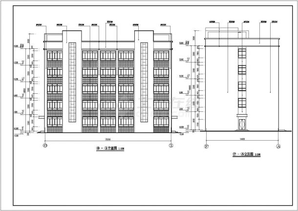 某地五层框架结构宿舍楼建筑施工图-图二