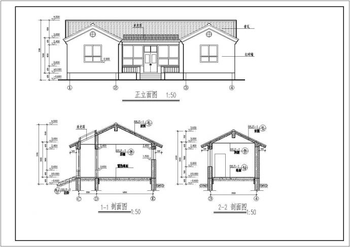 单层节能构造坡屋面民房建筑施工图_图1
