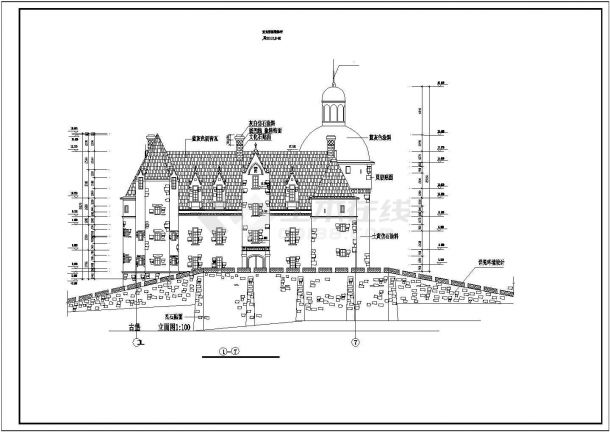 某地3层混凝土框架结构欧式古城堡建筑施工图-图二