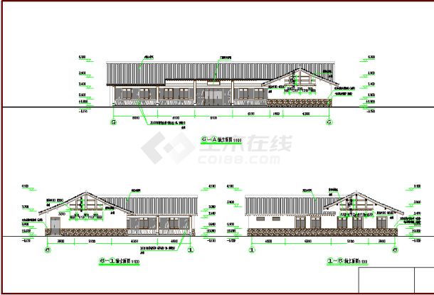 某传统木质结构休闲山庄建筑施工图-图一