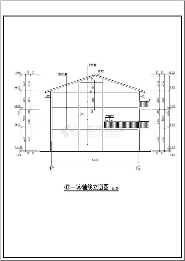 某地区新农村多层住宅楼建筑设计施工图（8套）-图二