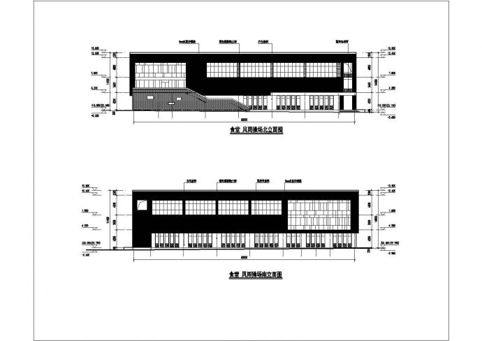 某小学三层框架结构风雨操场建筑设计方案图_图1