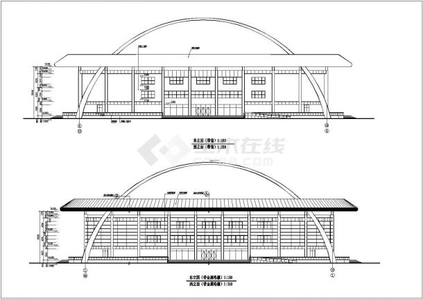洛阳市体育中心网球馆全套建筑设计施工图-图一