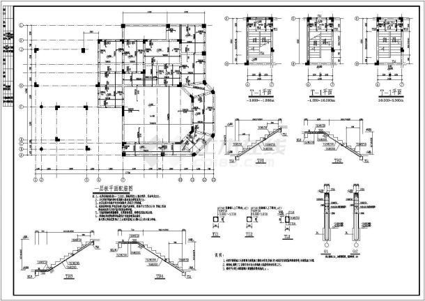 某市3层异形柱框架结构别墅全套结构施工图-图一
