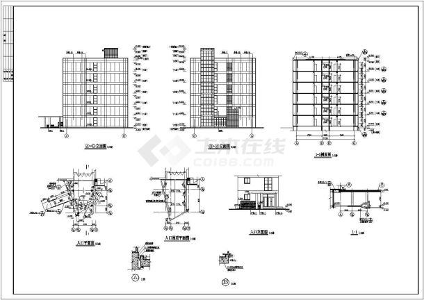 天津六层框架结构宿舍楼建筑设计施工图-图二