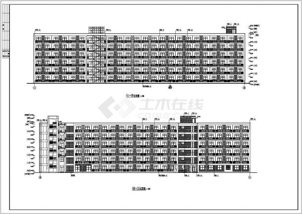 天津六层框架结构宿舍楼建筑设计施工图（U型平面）-图一