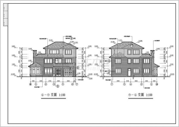 某小区3层混凝土框架结构别墅建筑施工图纸-图一