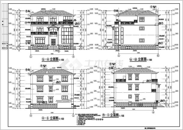 某地3层框架欧式别墅建筑设计施工图-图一
