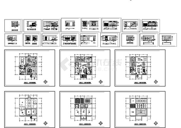别墅室内装修施工cad图，共二十三张-图一