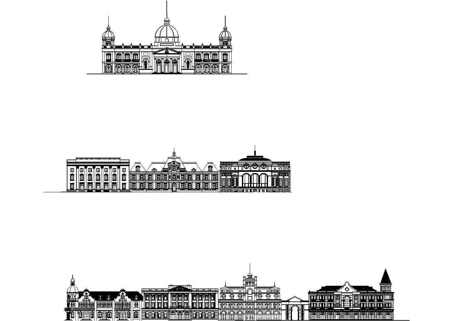 收集的经典欧式建筑立面图纸