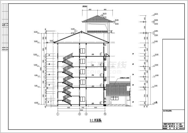 【贵州省】中学行政办公楼建筑设计施工图-图一