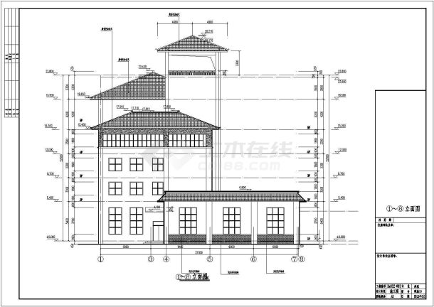 【贵州省】中学行政办公楼建筑设计施工图-图二