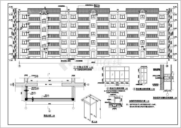 六层框架结构民用住宅楼建筑设计施工图-图一