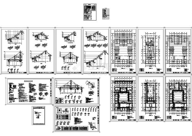 北京四合院结构布置平面cad图，共十六张-图一