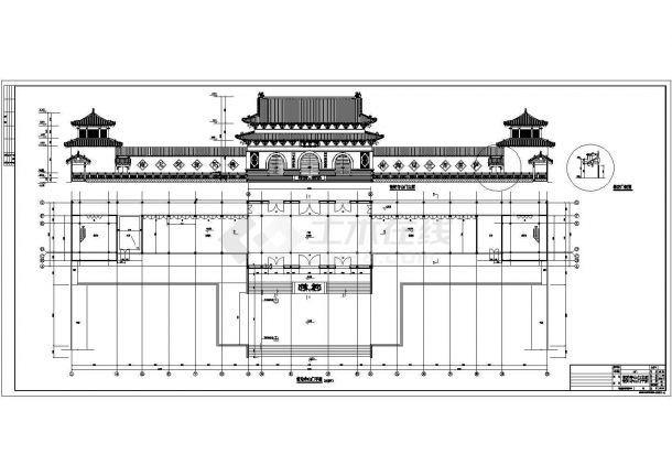 珠海2层仿古砼结构普驼寺庙部分建筑方案设计图-图一