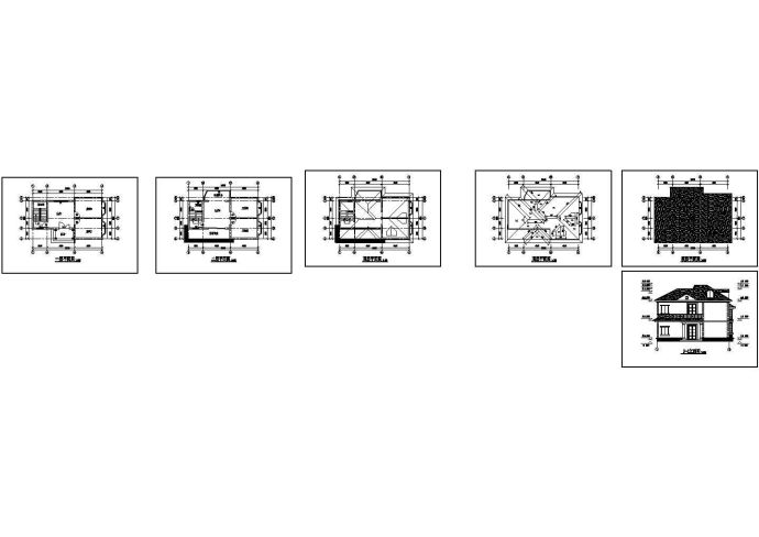 两层别墅装修施工平立面cad图，共六张_图1
